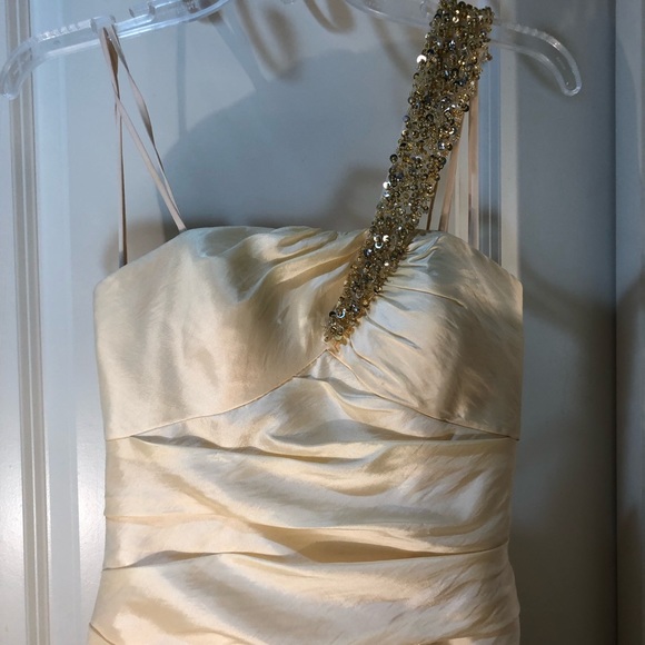 David’s Bridal Mermaid Gold Dress Prom Bridesmaid - Picture 2 of 8